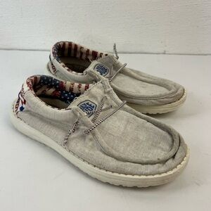 Hey Dude Wally Off White Patriotic Slip On Shoes, 4